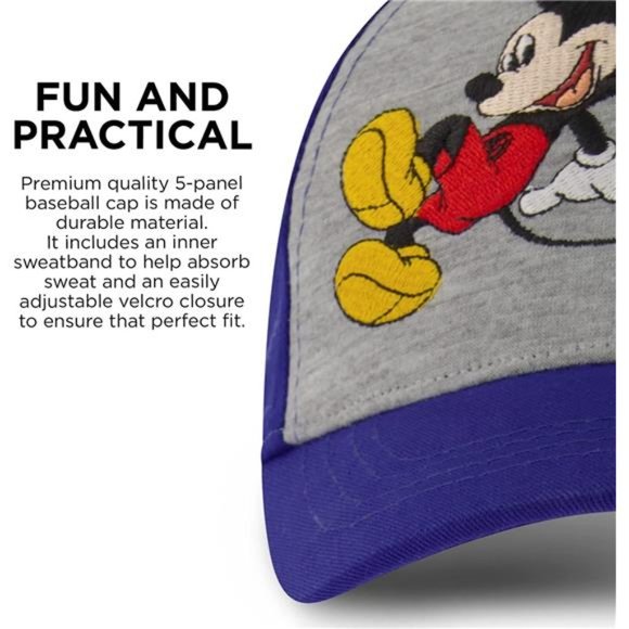 Disney Boys Mickey Mouse Baseball Hat, Kids Cap Size 2-4 or 4-7 - Picture 5 of 8